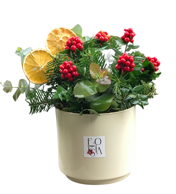 Yeni yıl çiçek aranjmanı, kokina aranjmanı, yılbaşı süsleme