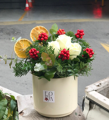 Yılbaşı çiçek aranjmanı, kokina aranjmanı,
